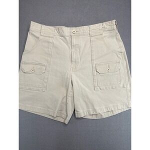 LL Bean Cargo Shorts Men 36 Tan Stretch Cotton Canvas Utility Outdoor Hiking